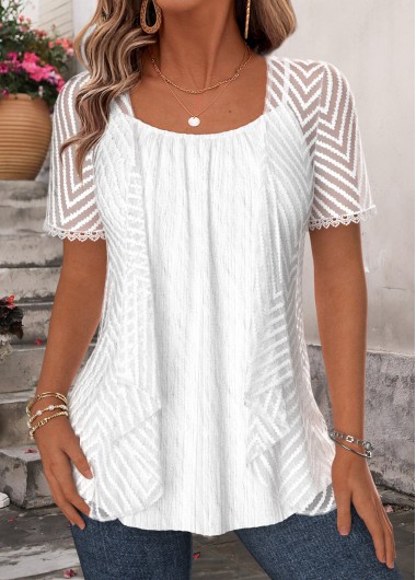 women clothes image of White Two-piece Short Sleeve Cardigan and Tank Top
