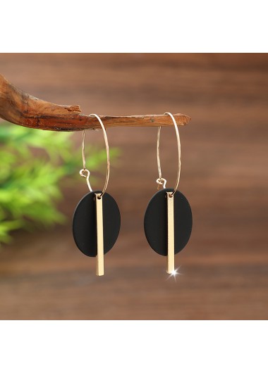 women clothes image of Black Color Round Alloy Detail Earrings