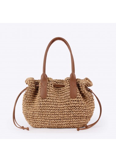 women clothes image of Dark Camel Color Drawstring Hand Bag