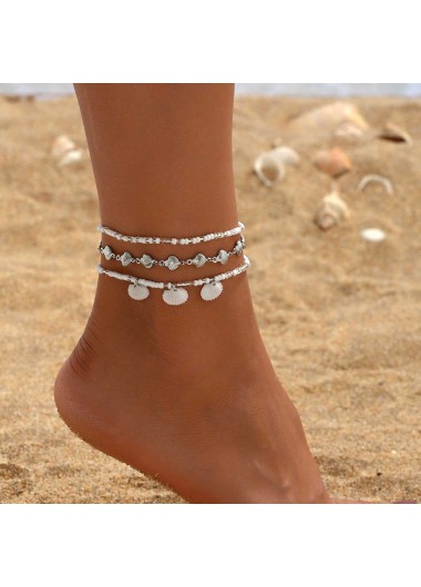 women clothes image of White Round Shell Beaded Alloy Anklets