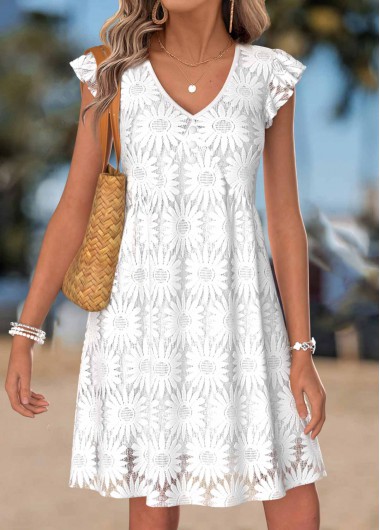 women clothes image of White Short Layered V Neck Dress