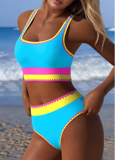 women clothes image of Multi Color Mid Waisted Bikini Set
