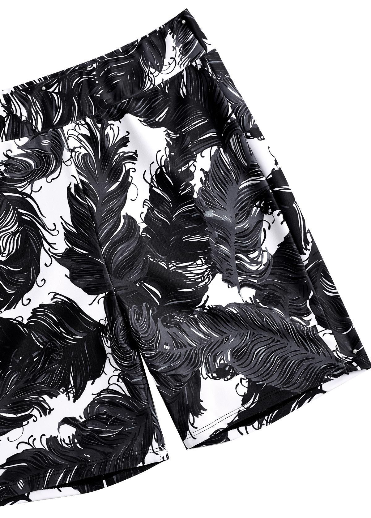 Surplice Feathers Print Black Tankini Set | picture 