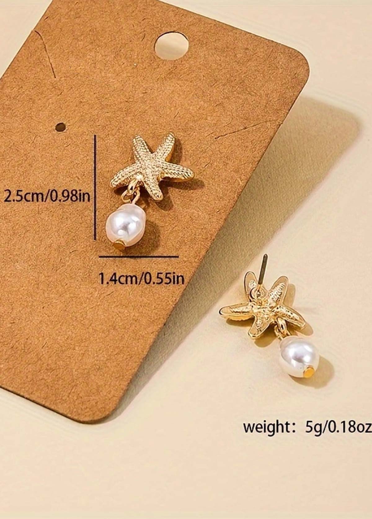 Golden Starfish Alloy Pearl Design Earrings | picture 