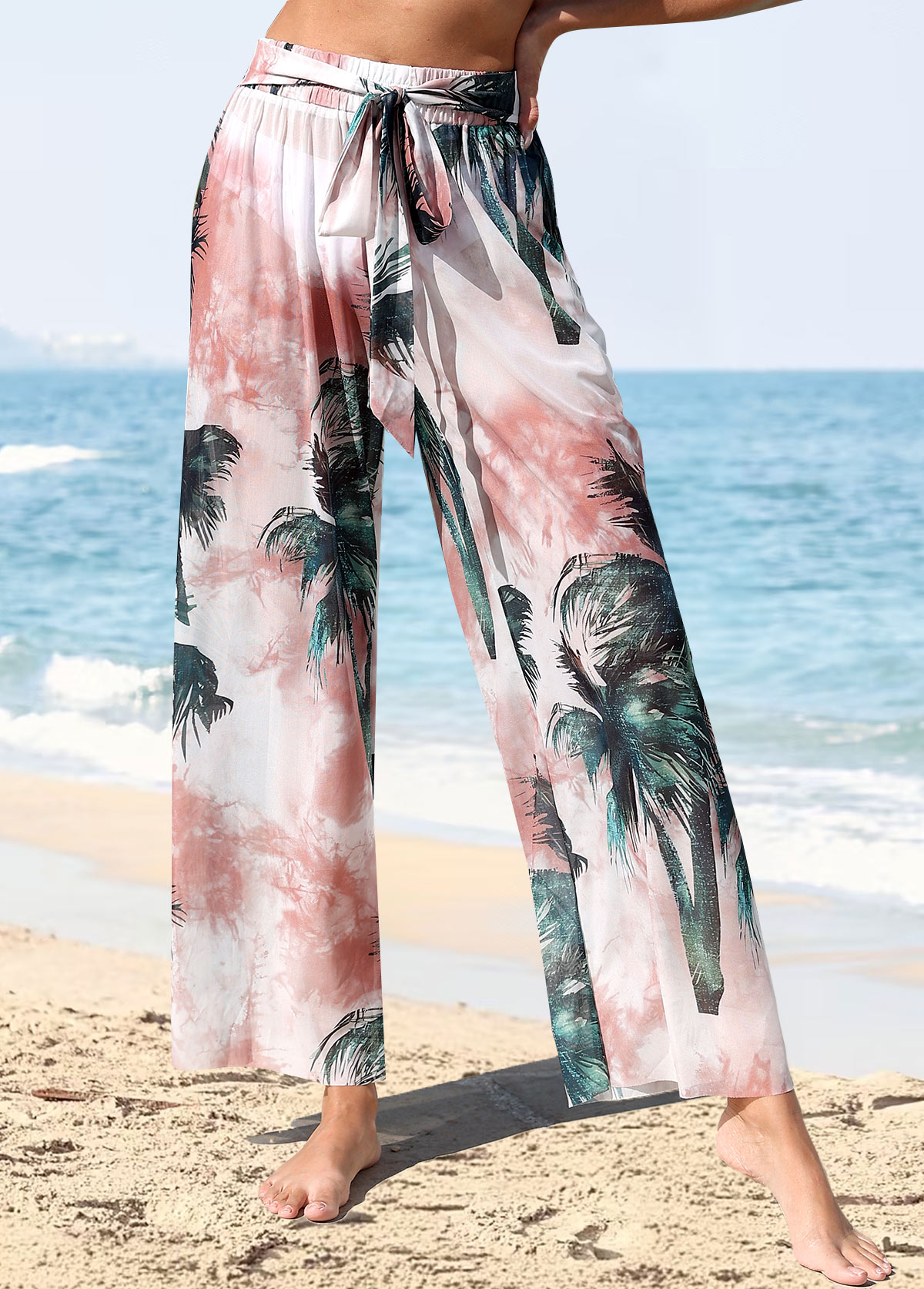 Smocking Tropical Plants Print Green Cover Up | picture 3