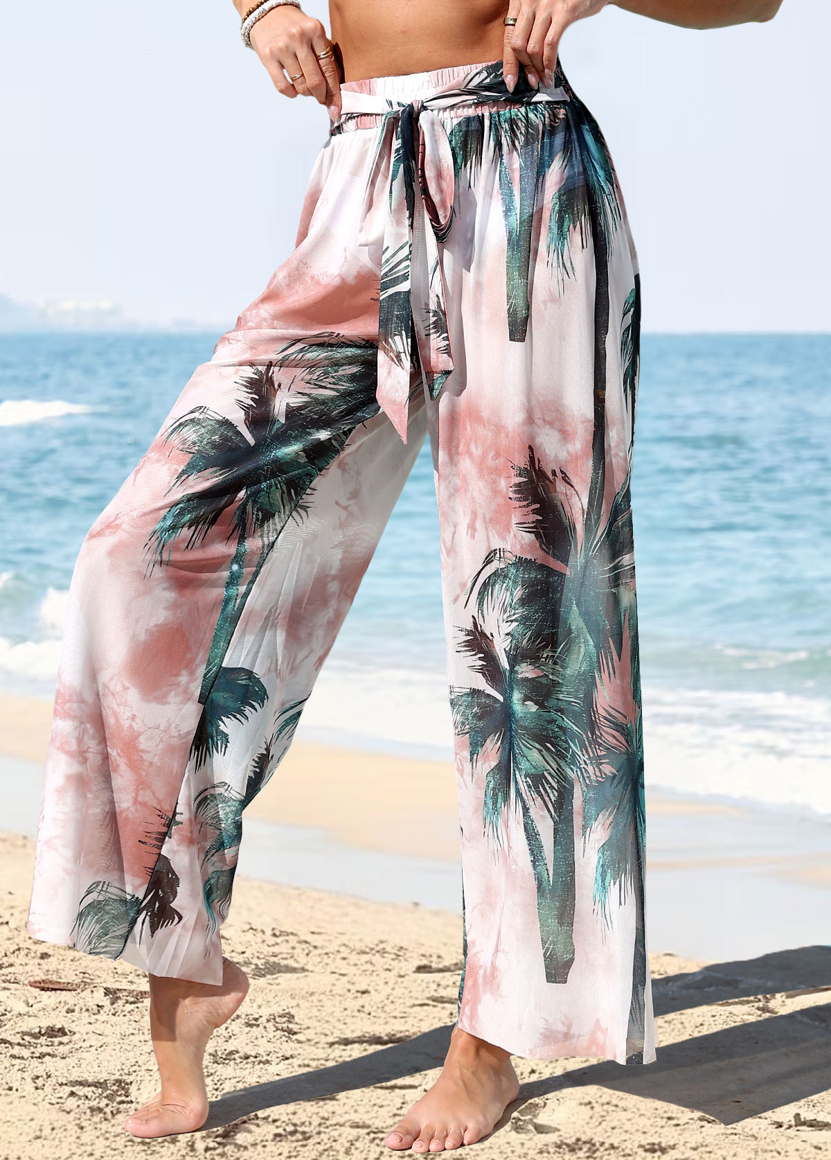 Smocking Tropical Plants Print Green Cover Up | picture 4