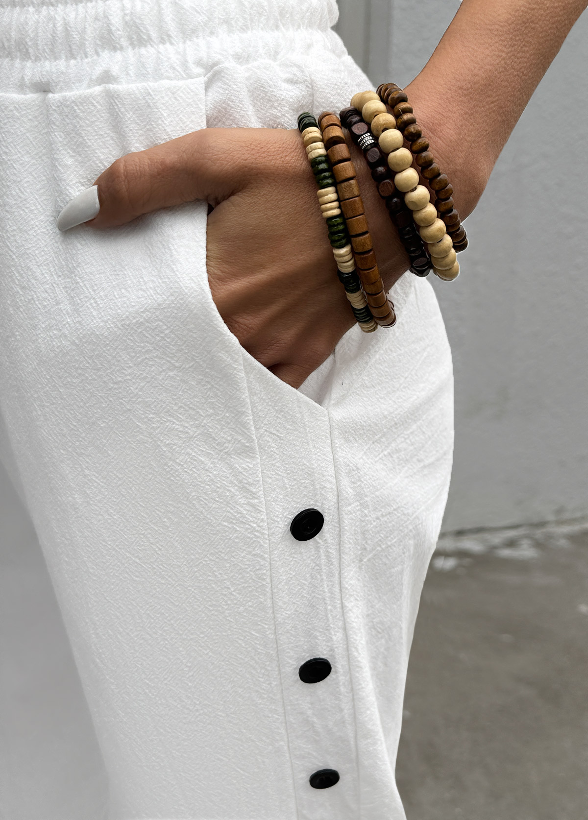 White Soft Straight Leg Elastic Waist High Waisted Pants | picture 