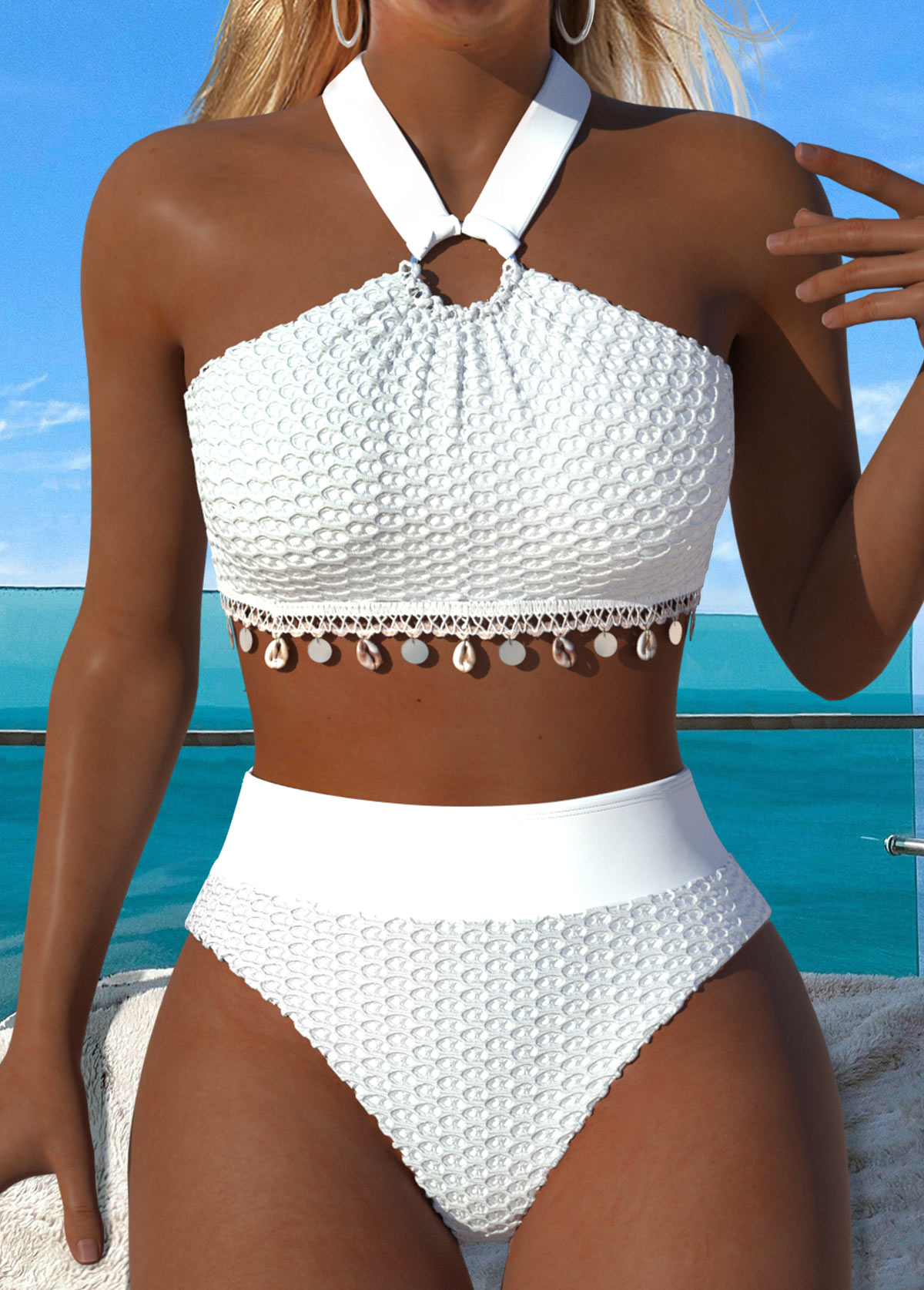 Raw White Mid Waisted Wrap Bikini Set | picture 