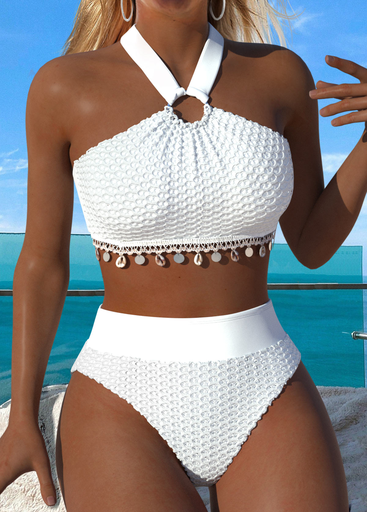 Raw White Mid Waisted Wrap Bikini Set | picture 