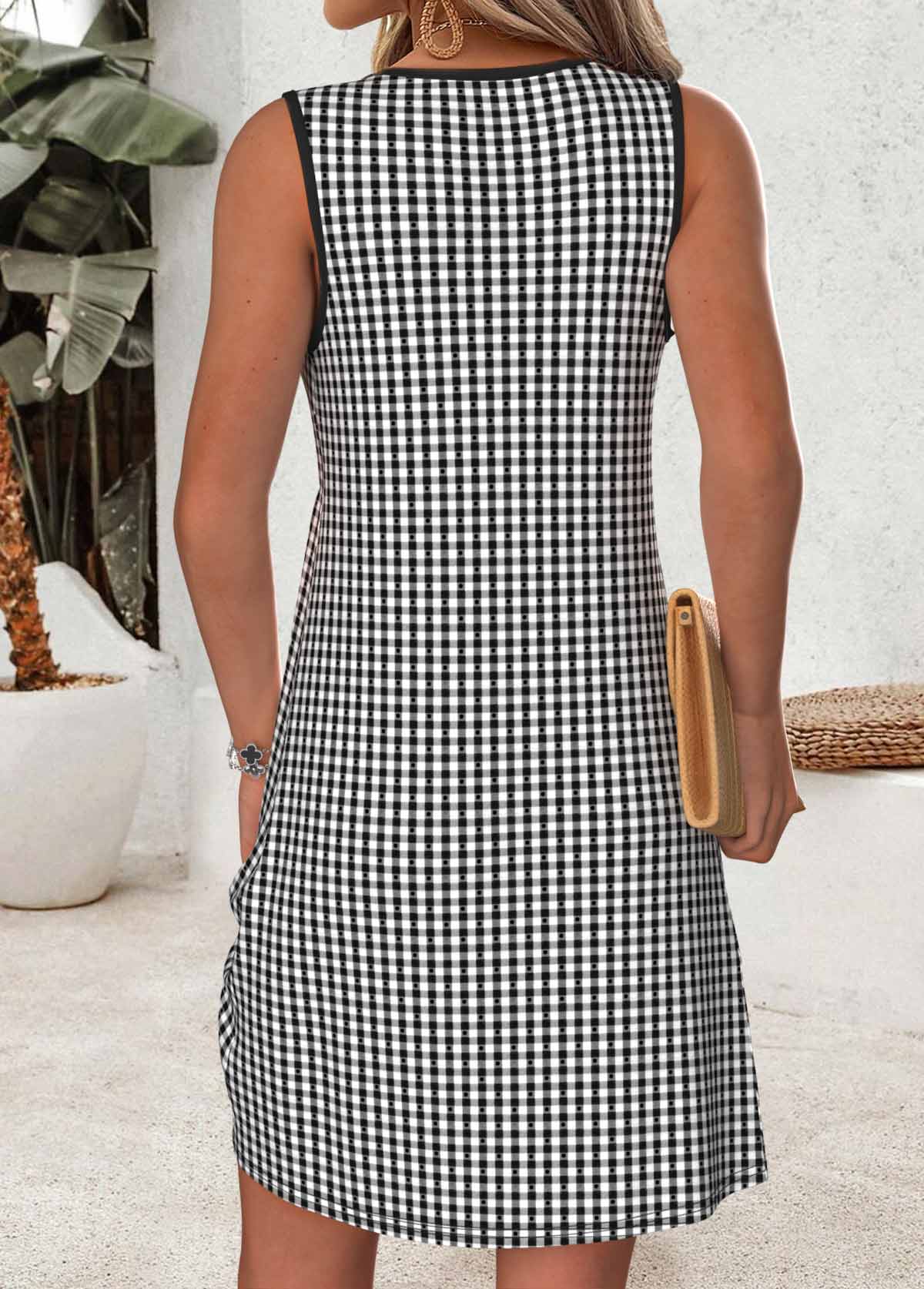 Red Short Tummy Coverage Sleeveless Round Neck Dress | picture 