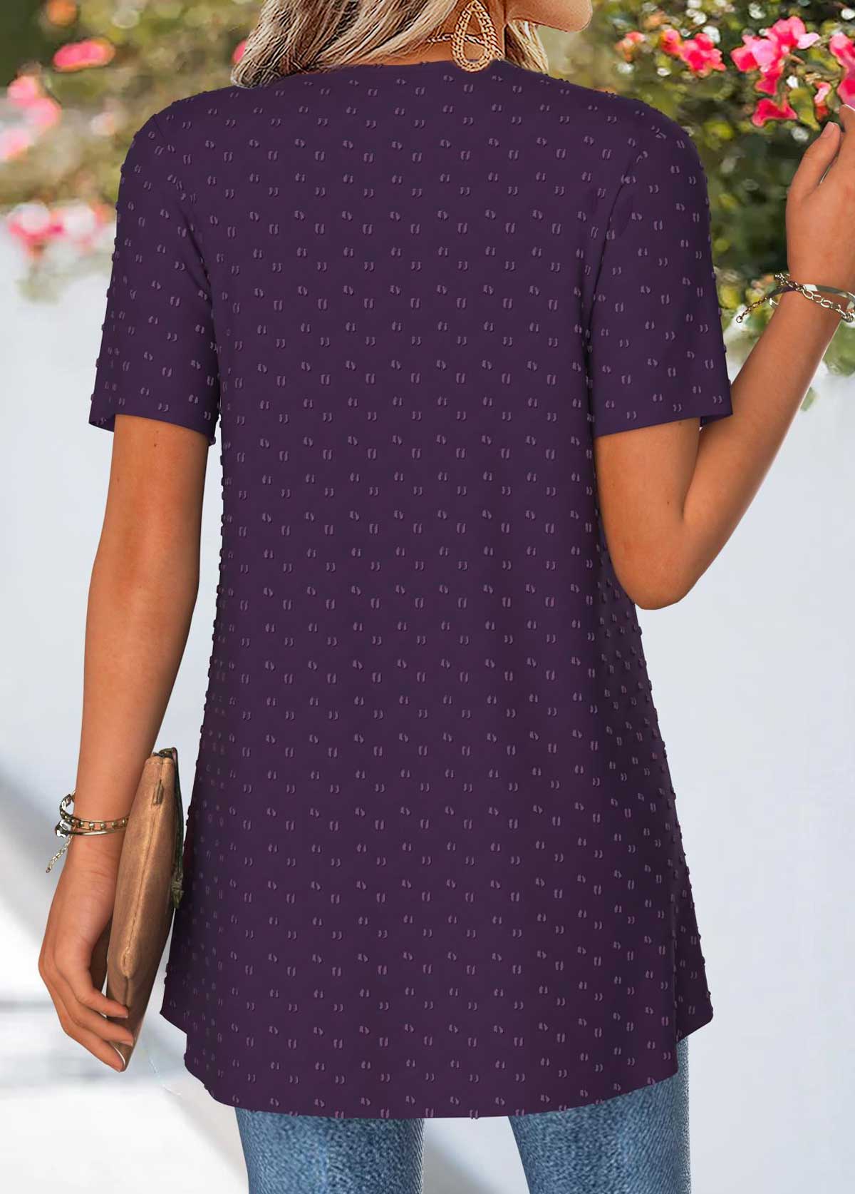 Purple Short Sleeve Fake Two Piece Twinset | picture 