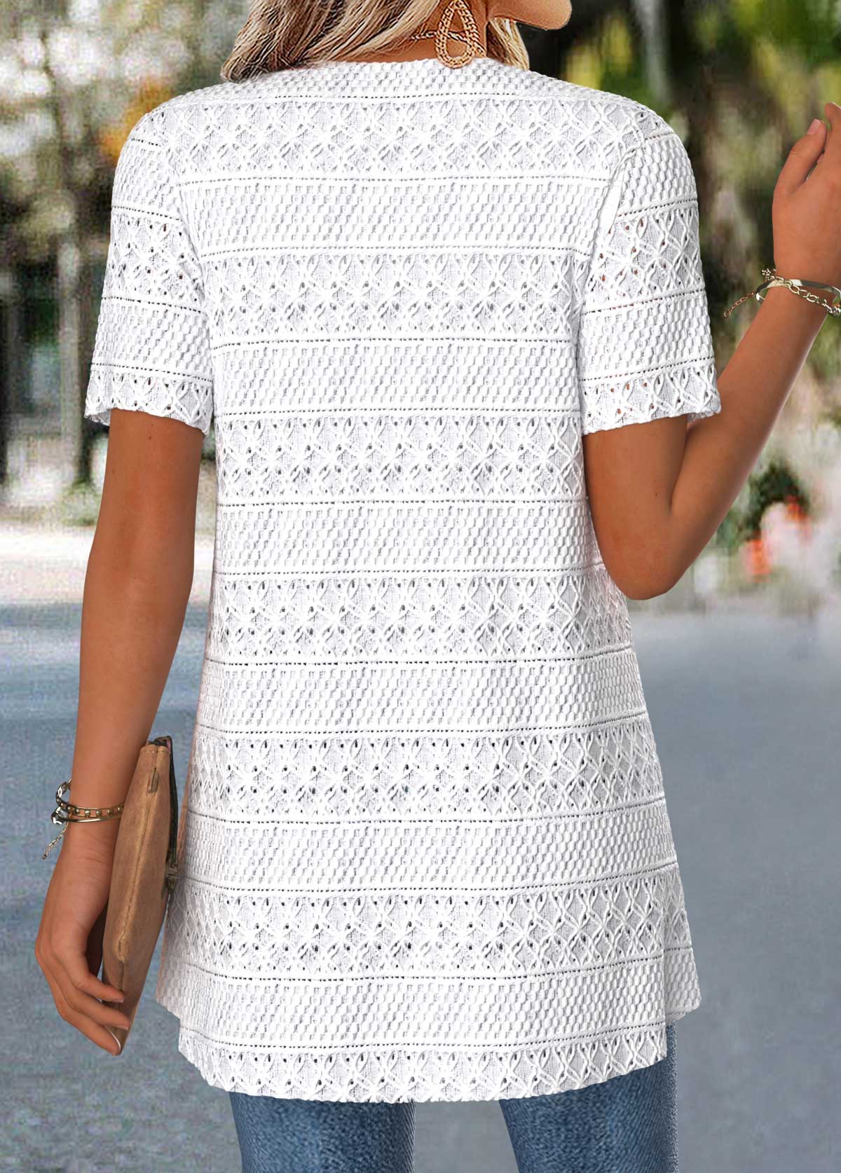 Raw White Short Sleeve Fake Two Piece Twinset | picture 