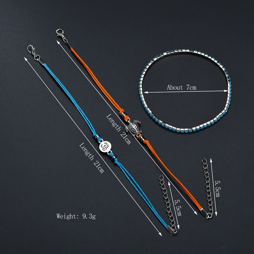 Mint Green Turtle Alloy Anklet Set | picture 