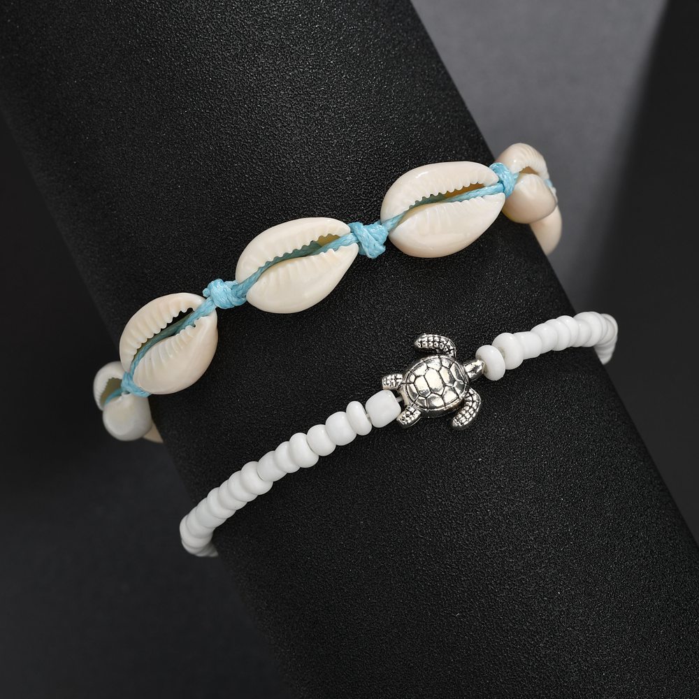 Mint Green Turtle Alloy Detail Anklets | picture 