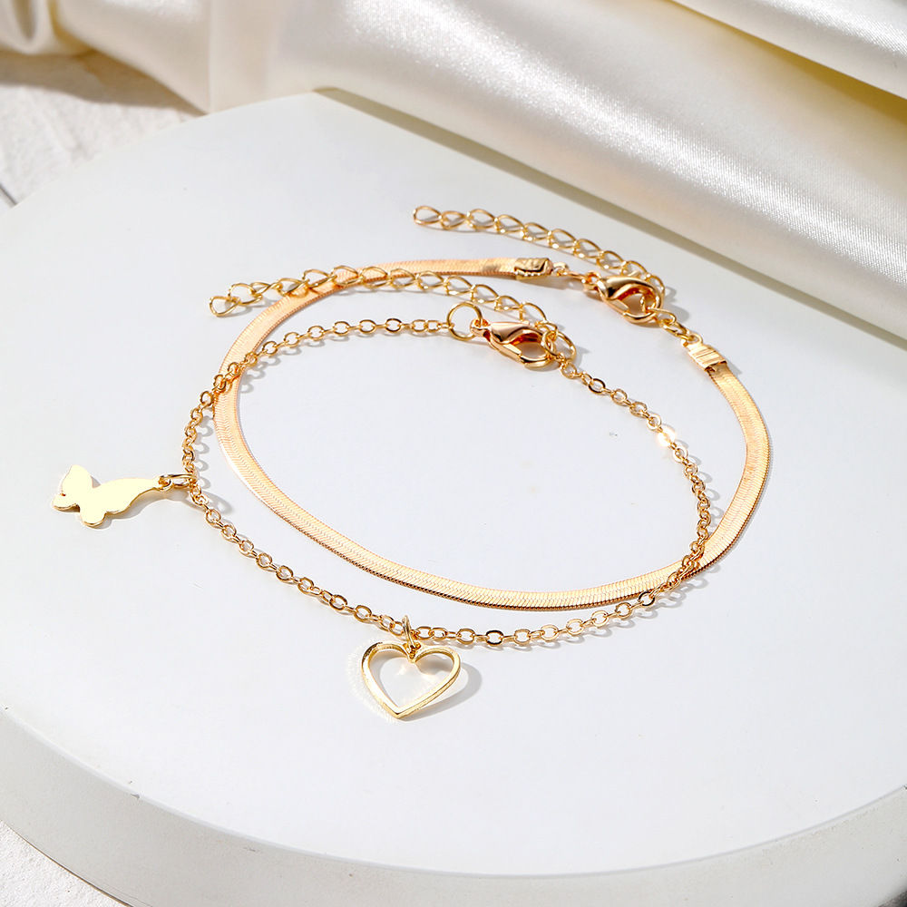 Golden Color Butterfly Alloy Detail Anklets | picture 