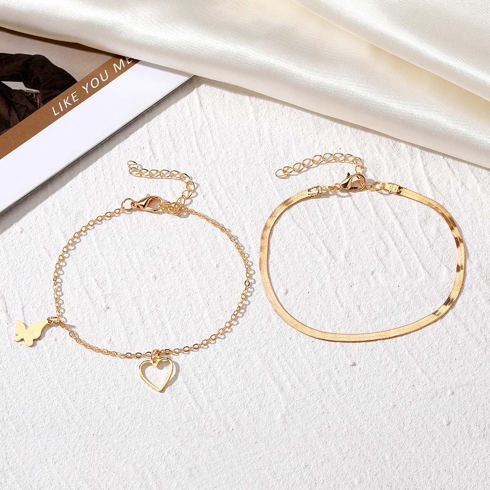 Golden Color Butterfly Alloy Detail Anklets | picture 