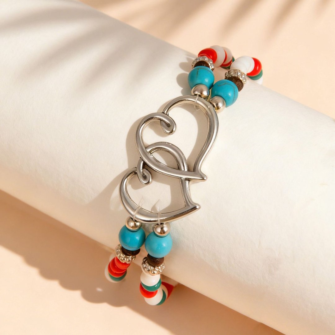 Mint Green Heart Design Alloy Bracelet | picture 