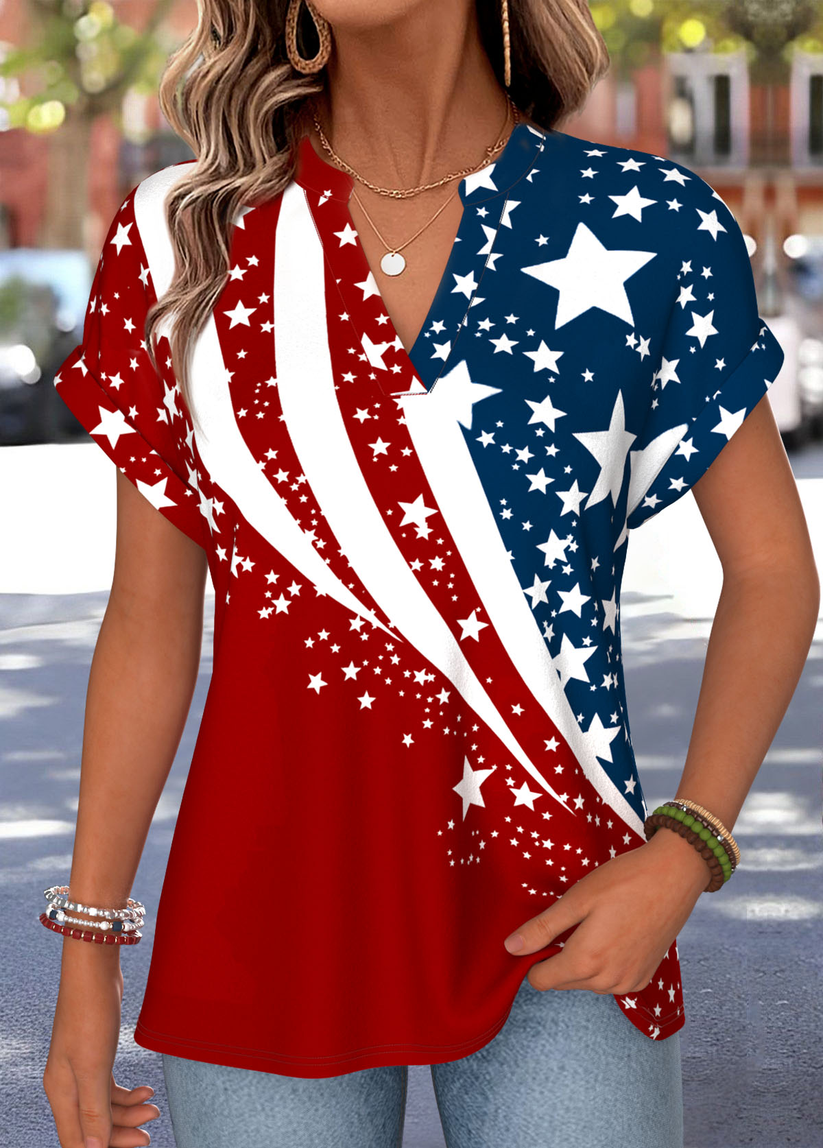 American Flag Multi Color Short Sleeve T Shirt | picture 