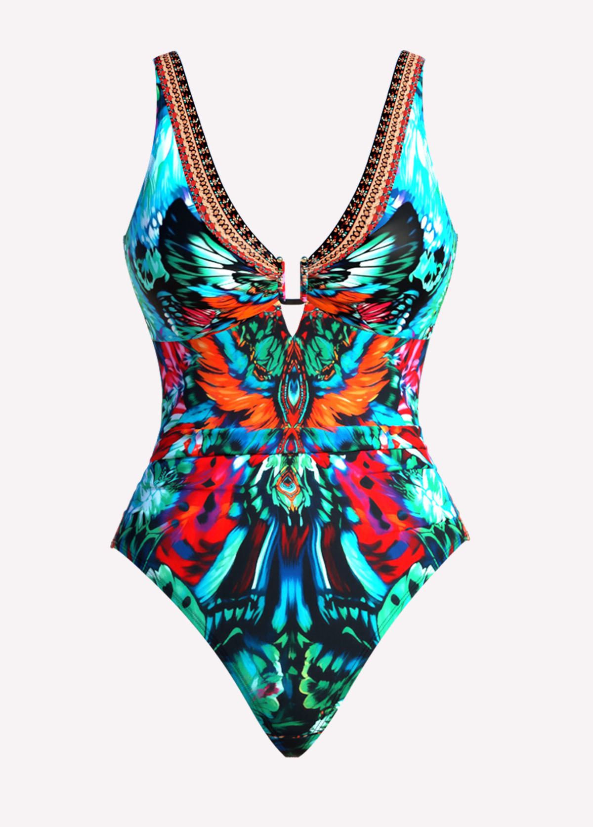 Multi Color Grommet Leopard One Piece Swimwear and Sarong | picture 