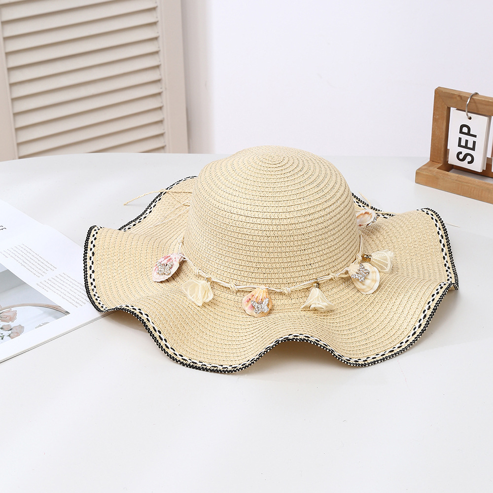 Light Camel Shell Straw Visor Hat | picture 