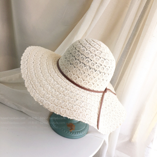 White Color Openwork Wide-brimmed Design Hat | picture 