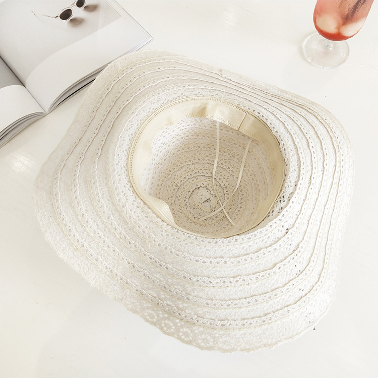 White Color Openwork Wide-brimmed Design Hat | picture 