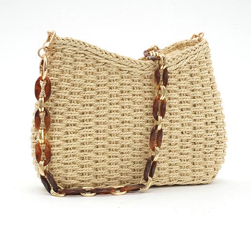 Light Camel Open Straw Crossbody Bag | picture 