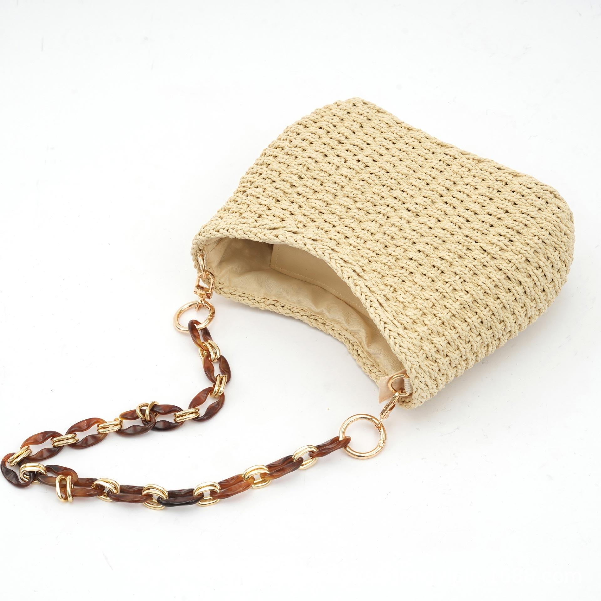 Light Camel Open Straw Crossbody Bag | picture 