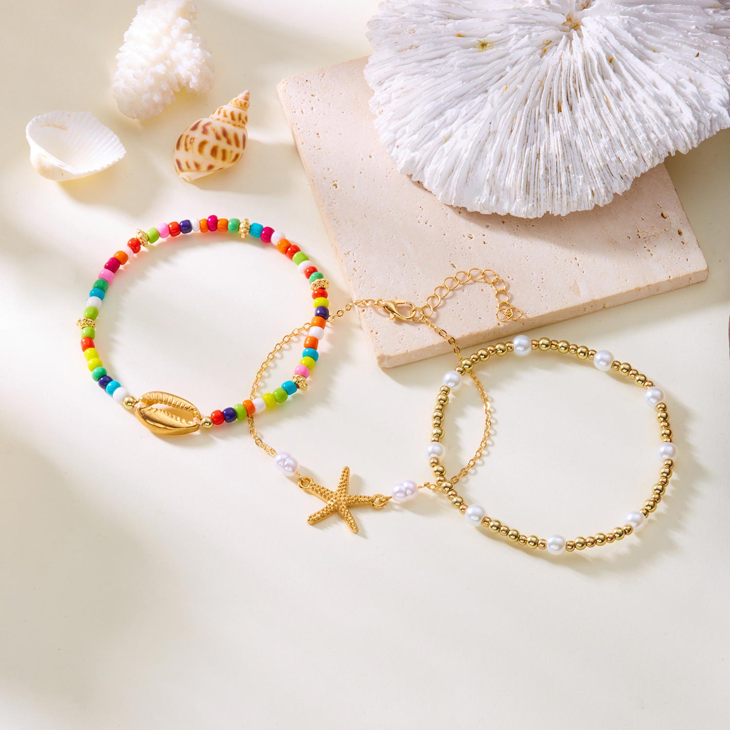 Multi Color Shell Starfish Alloy Anklets | picture 