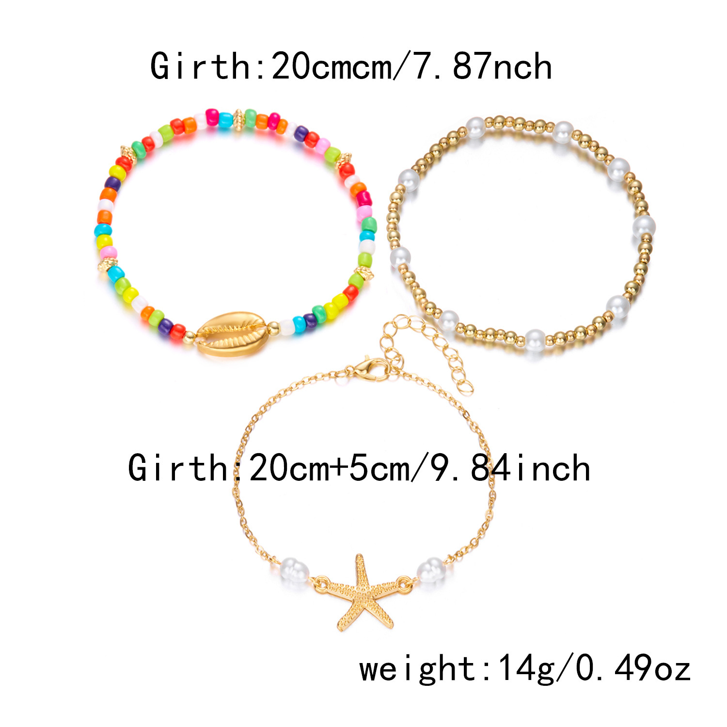 Multi Color Shell Starfish Alloy Anklets | picture 