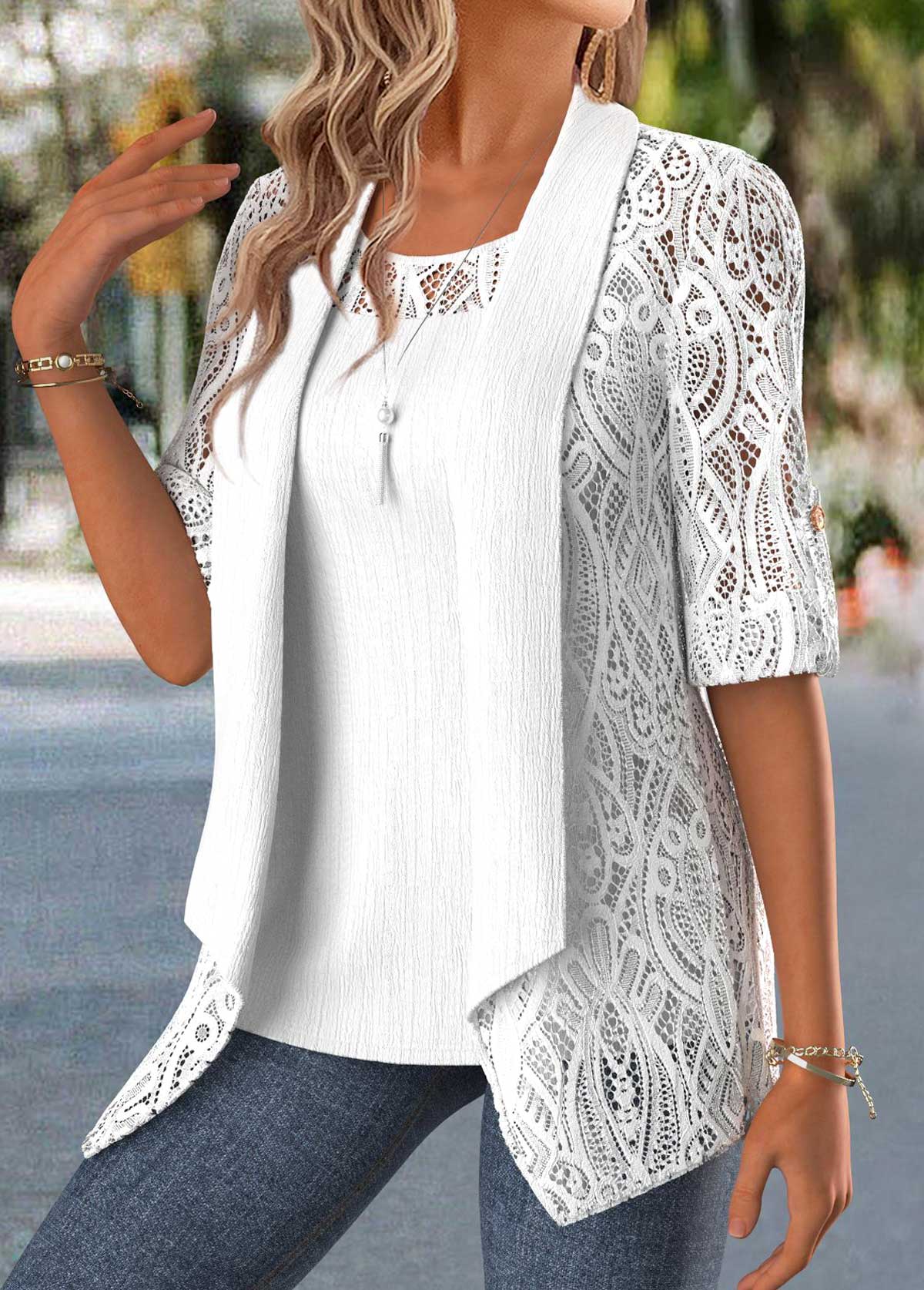 Raw White Tummy Coverage Cardigan and Tank Top | picture 
