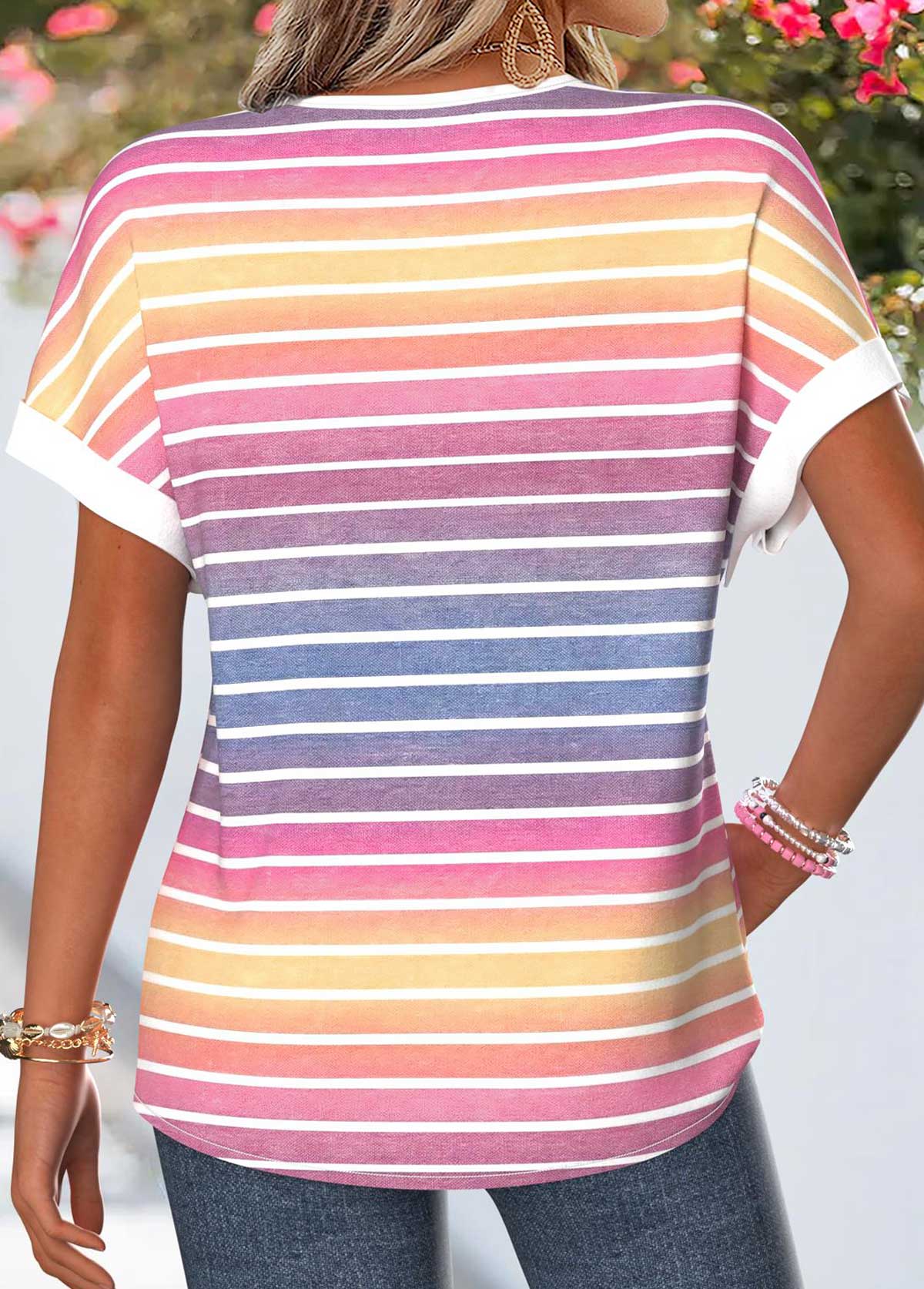 Multi Color Split Short Sleeve T Shirt | picture 