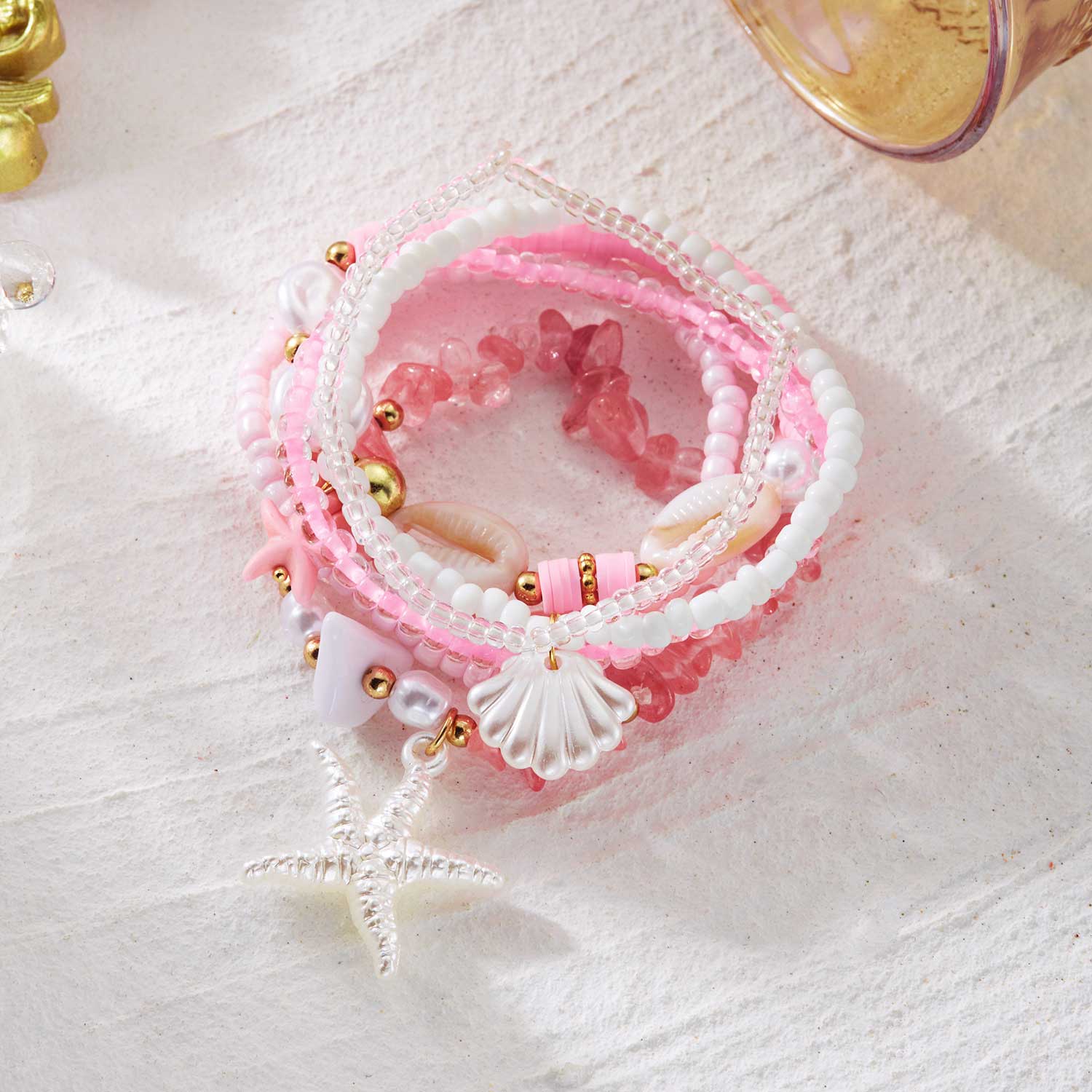 Pink Color Shell Alloy Detail Bracelets | picture 