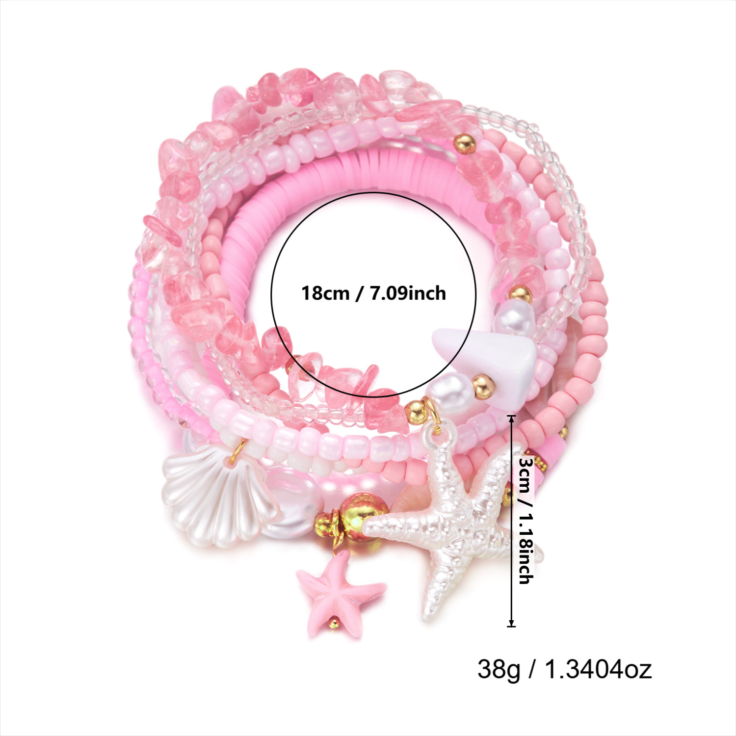 Pink Color Shell Alloy Detail Bracelets | picture 