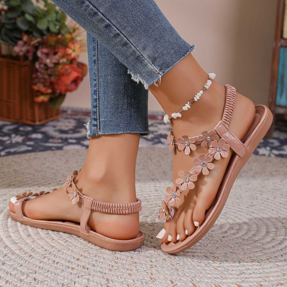 Light Pink Rubber Open Toe Falt | picture 