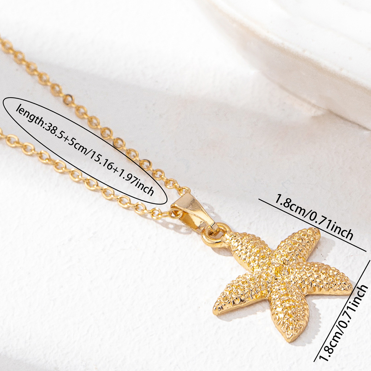 Golden Starfish Animal Design Alloy Necklace | picture 