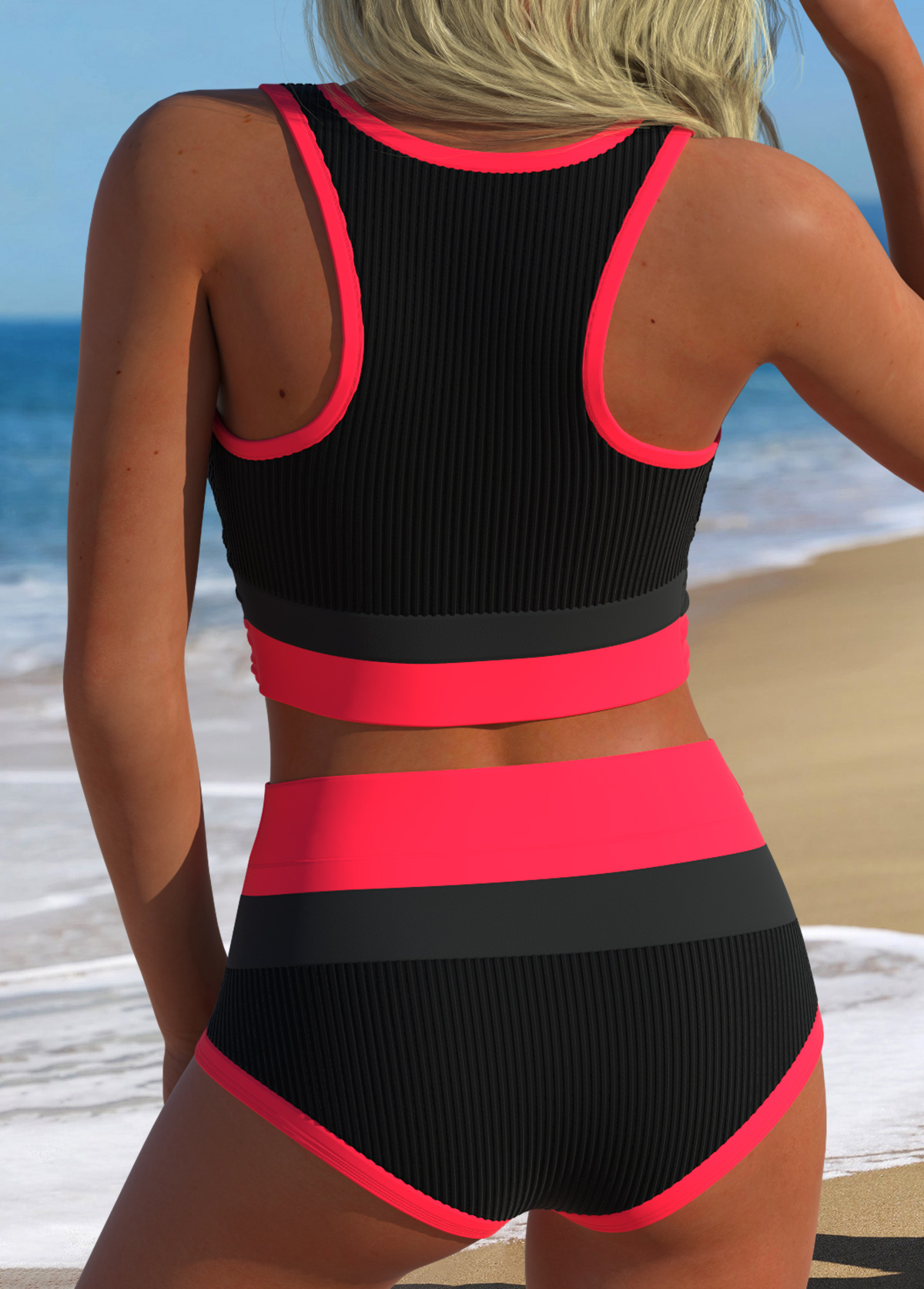 Black High Waisted Layered Bikini Set | picture 