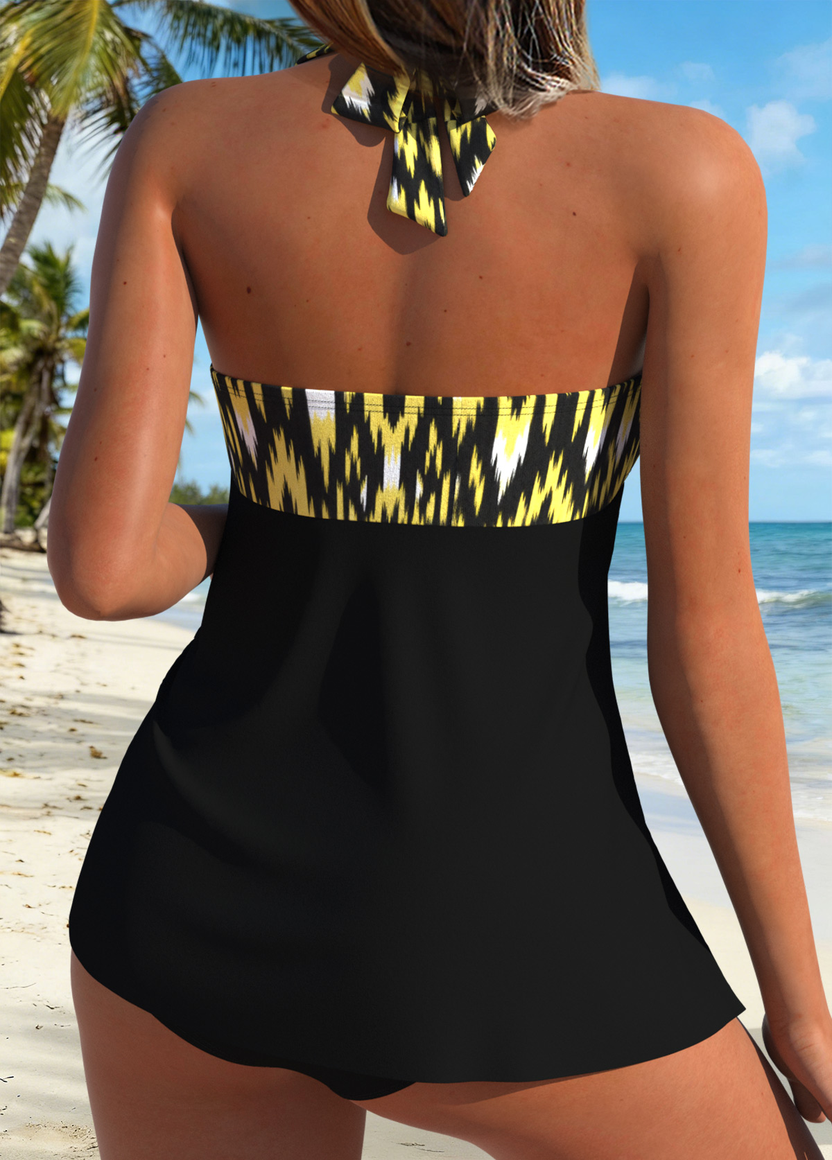 Black Tie Graffiti Print One Piece Swimdress | picture 