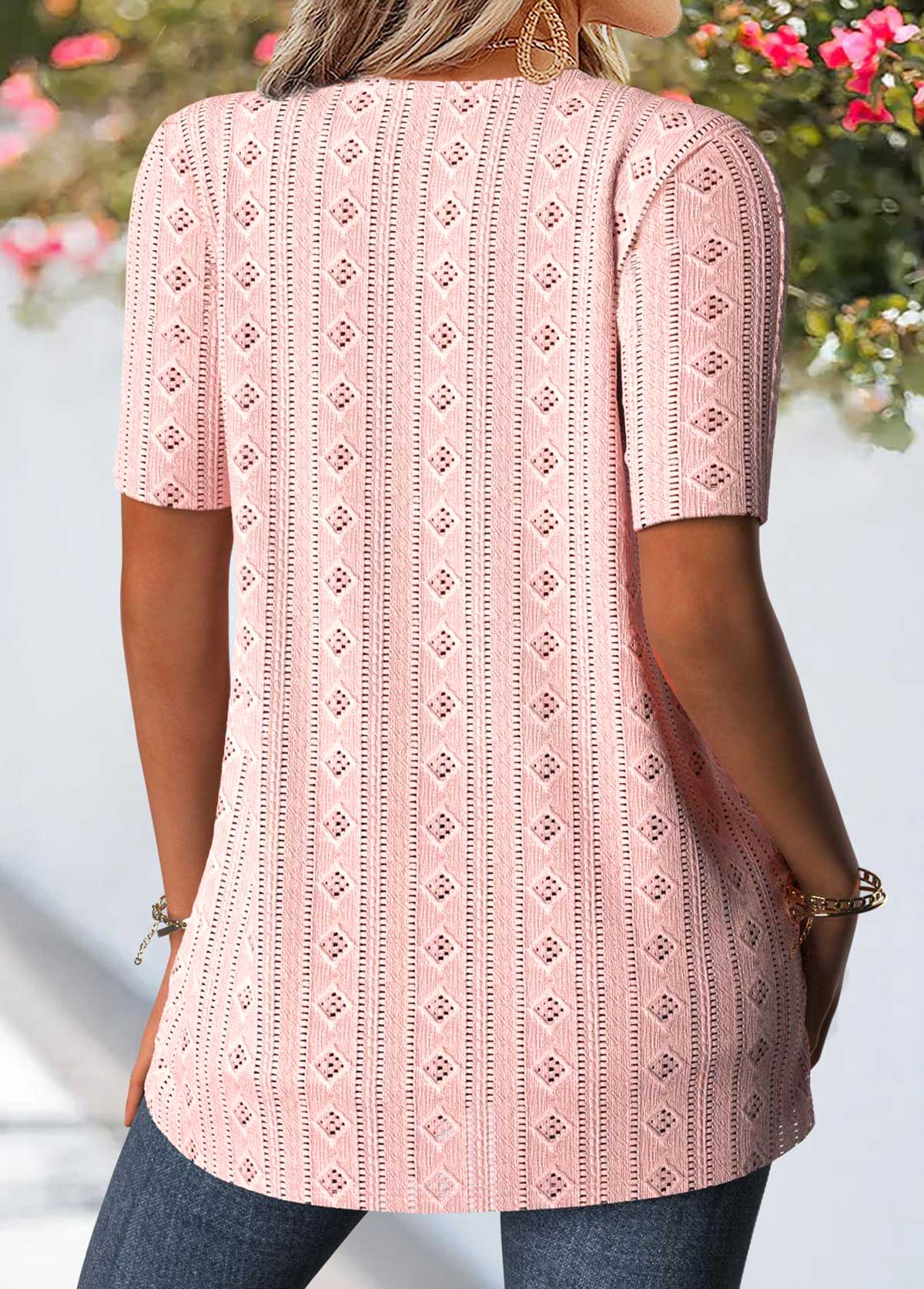 Pink Floral Print Fake Two Piece Twinset | picture 