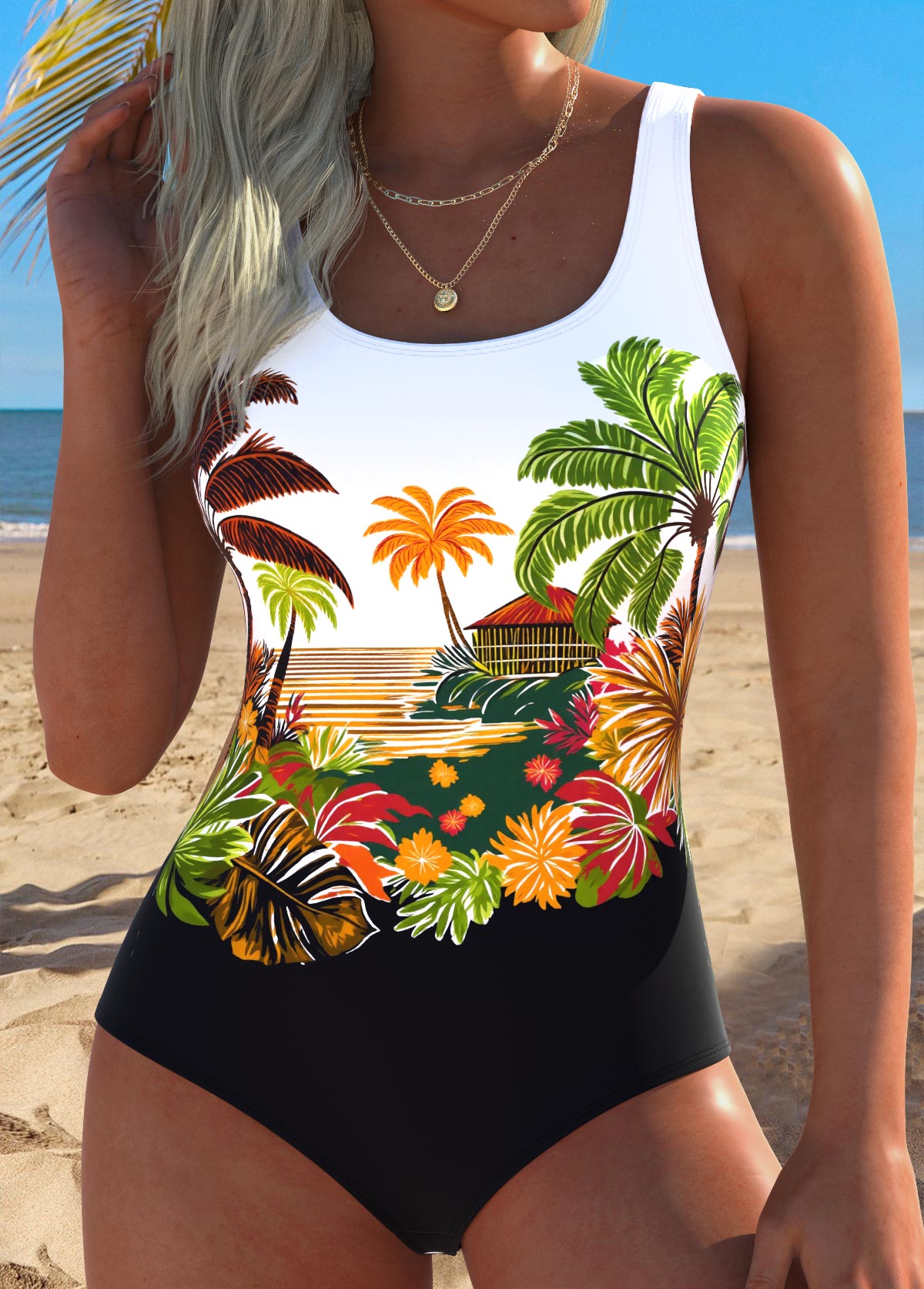 Multi Color Wrap Striped One Piece Swimwear | picture 