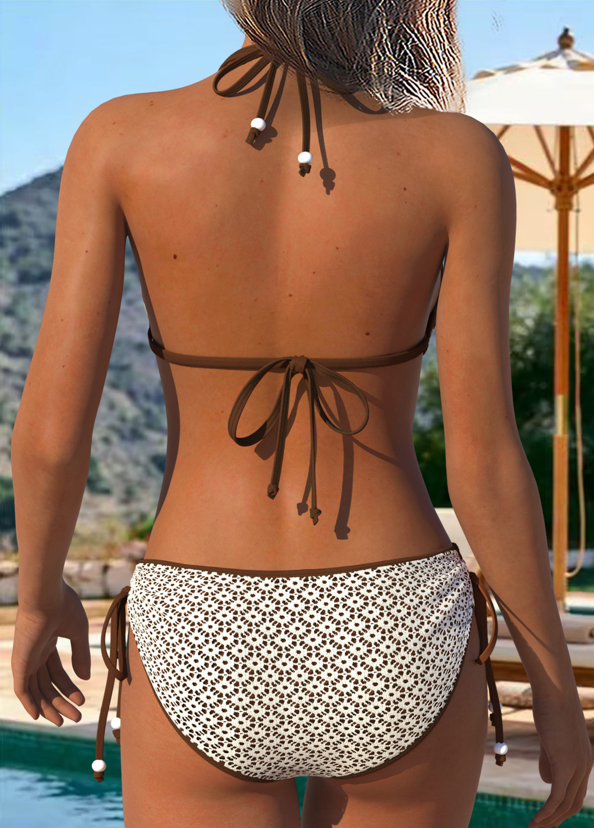 Light Coffee Mid Waisted Two-piece Bikini Set | picture 