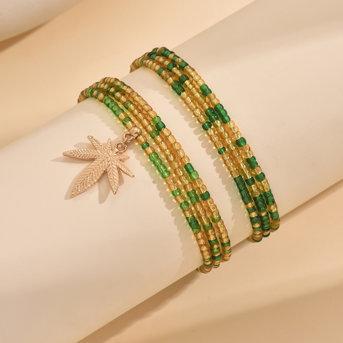 Green Color Seed Beads Detail Anklets | picture 