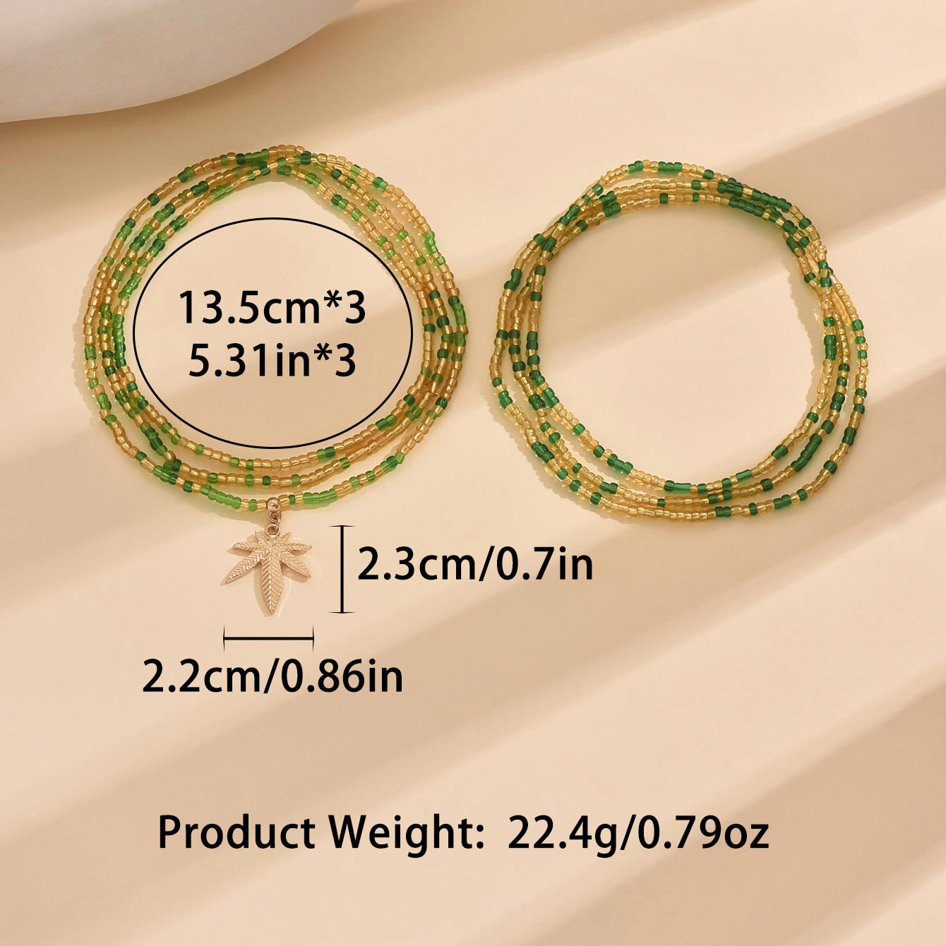 Green Color Seed Beads Detail Anklets | picture 