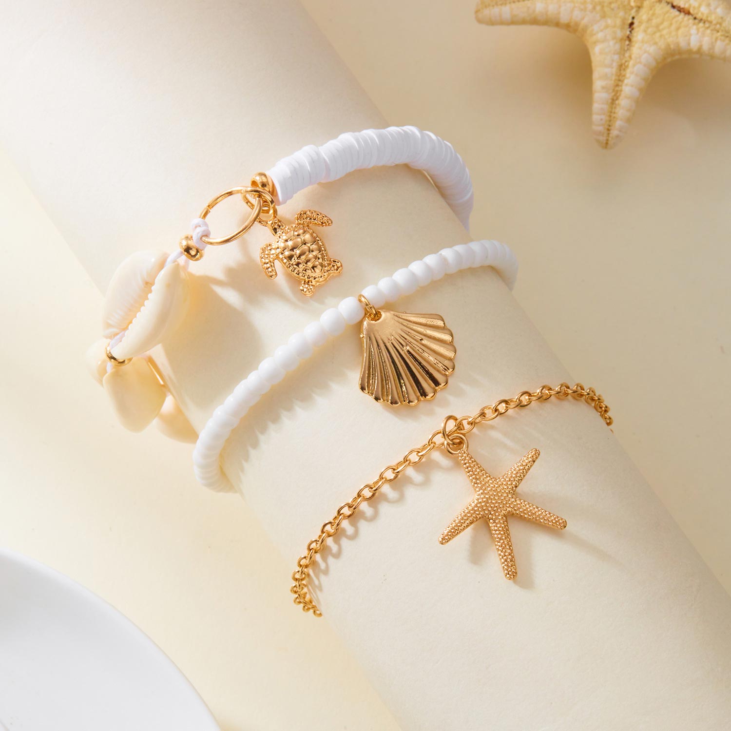 Golden Shell Starfish Alloy Anklet Set | picture 