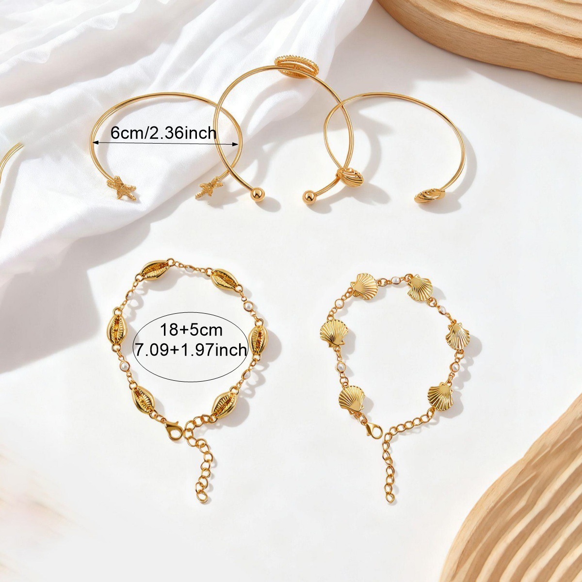 Golden Color Shell Iron Detail Bangles | picture 