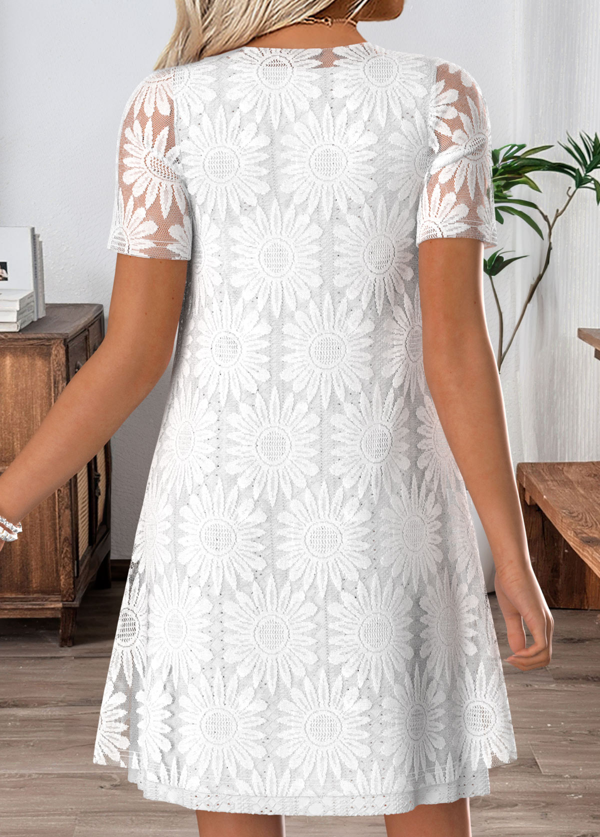 White Tummy Coverage Long Sleeve Dress and Cardigan | picture 