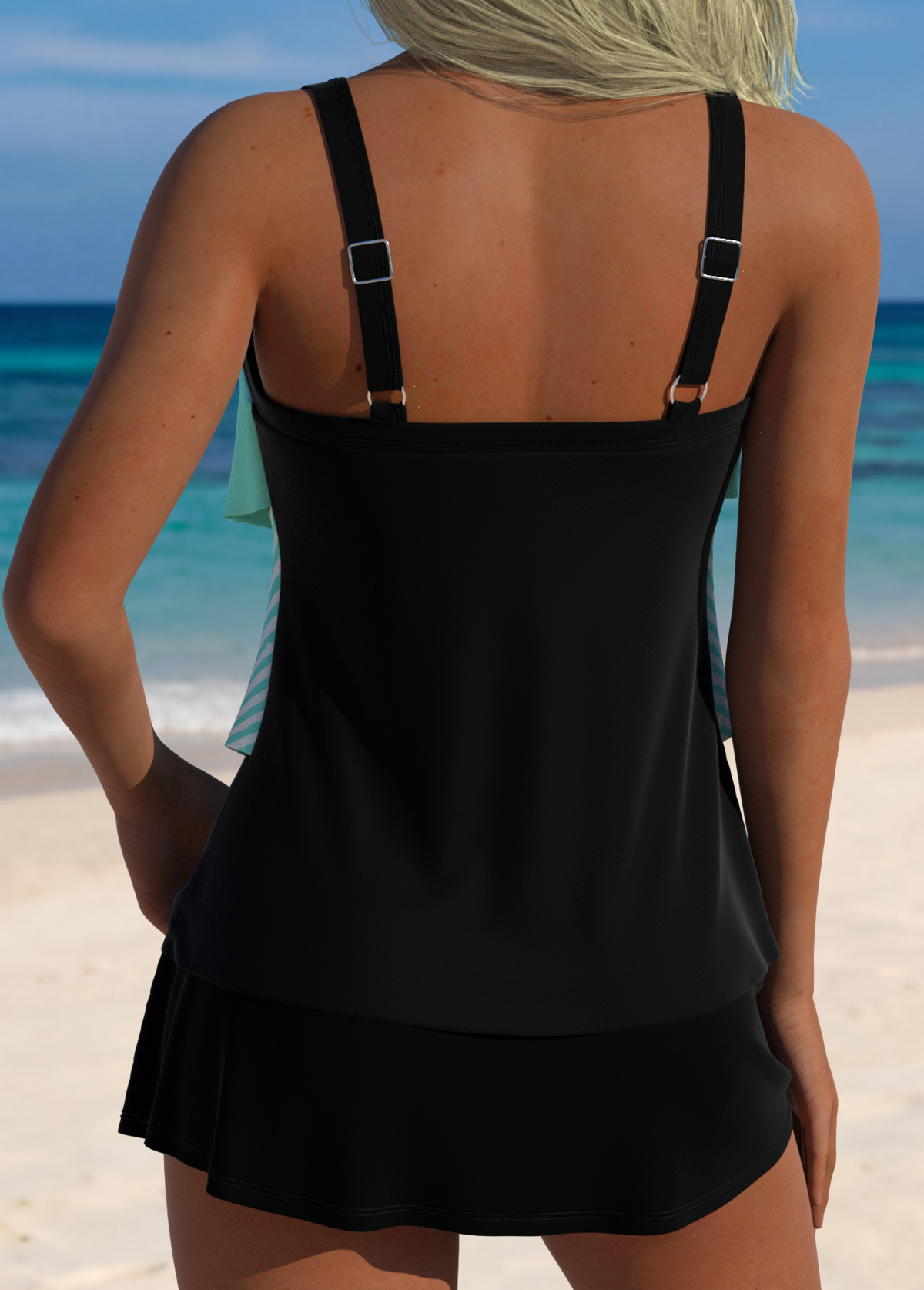 Mint Green Mid Waisted Tummy Coverage Tankini Set | picture 