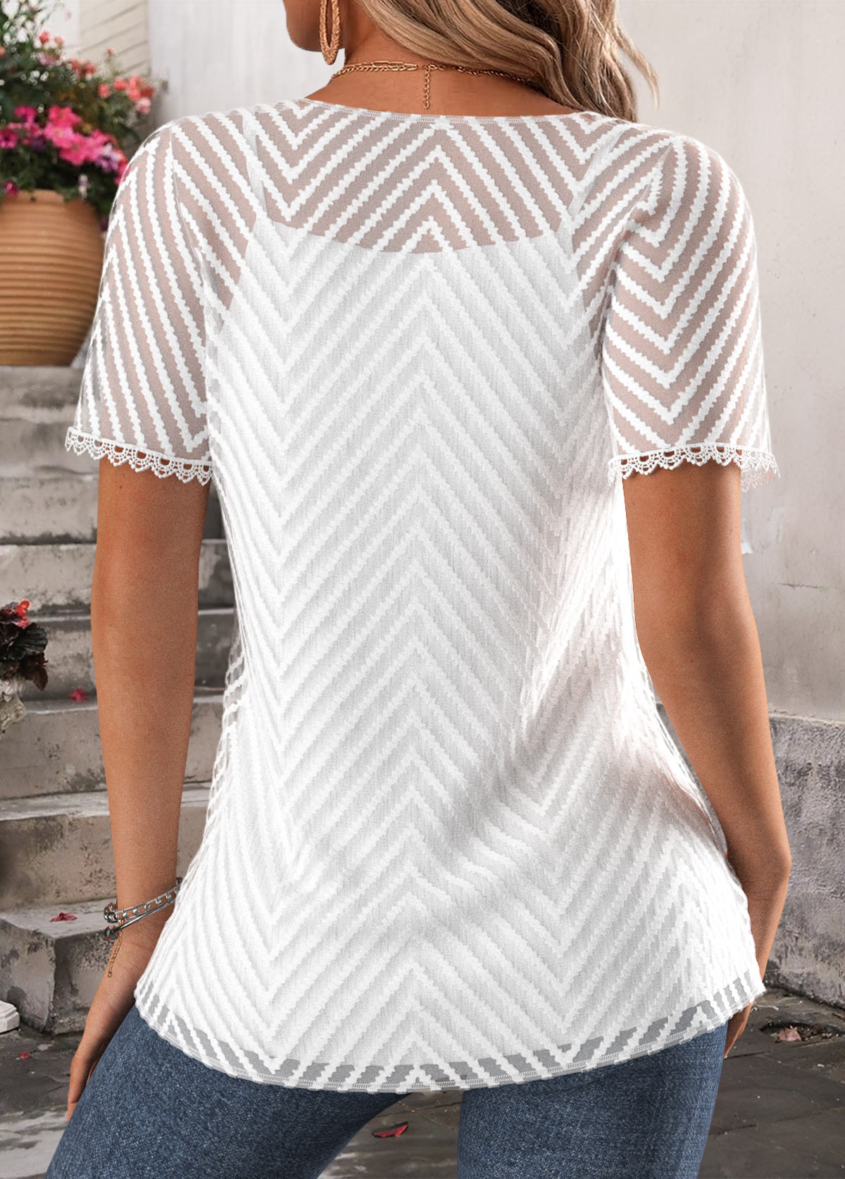 White Two-piece Short Sleeve Cardigan and Tank Top | picture 