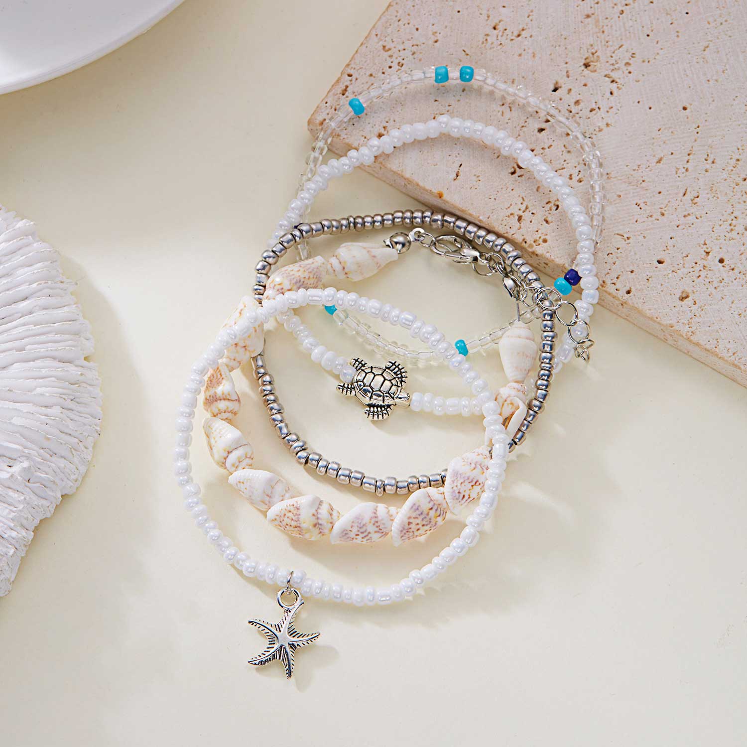 Beige Color Round Alloy Detail Bracelets | picture 