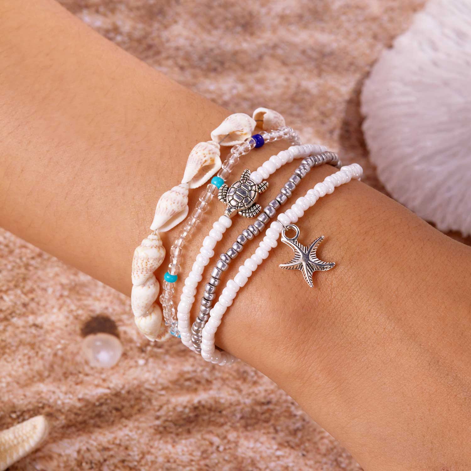 Beige Color Round Alloy Detail Bracelets | picture 